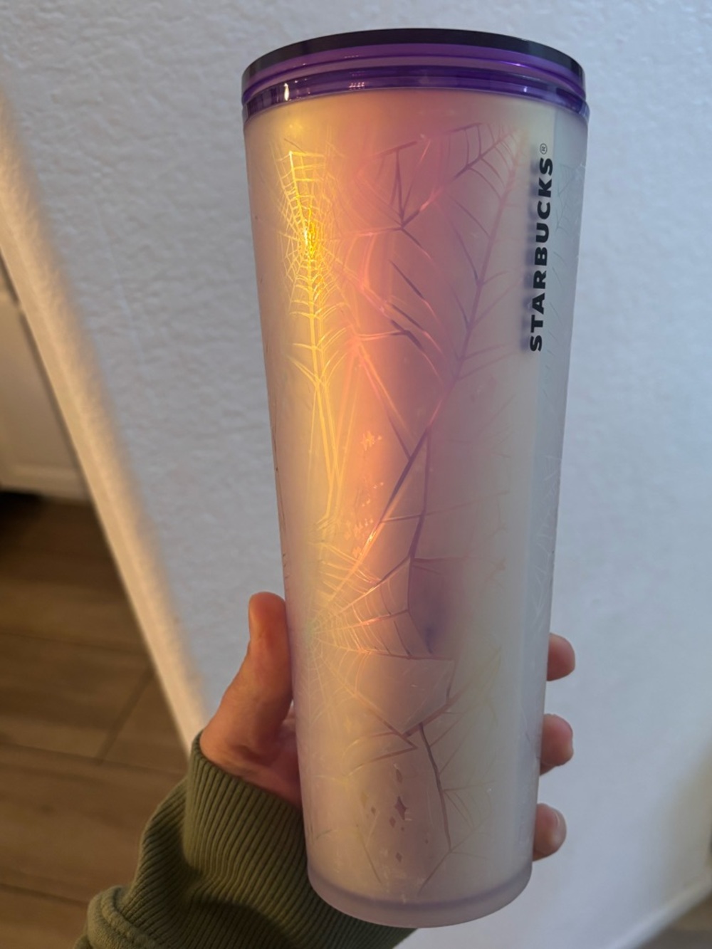 Rare Starbucks 2021 exclusive spiderweb Halloween tumbler (missing straw)